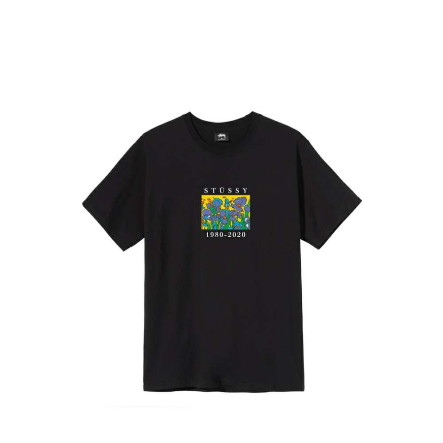 T-Shirts & Polo * | Stussy Irises Tee Black 1904624 Promotion