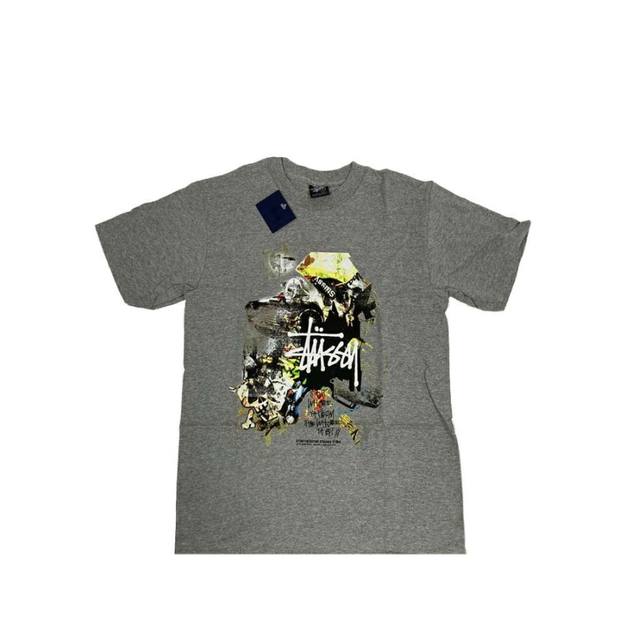 Heritage * | Stussy Tribe Collage Grey Tee Limited Edition Sale