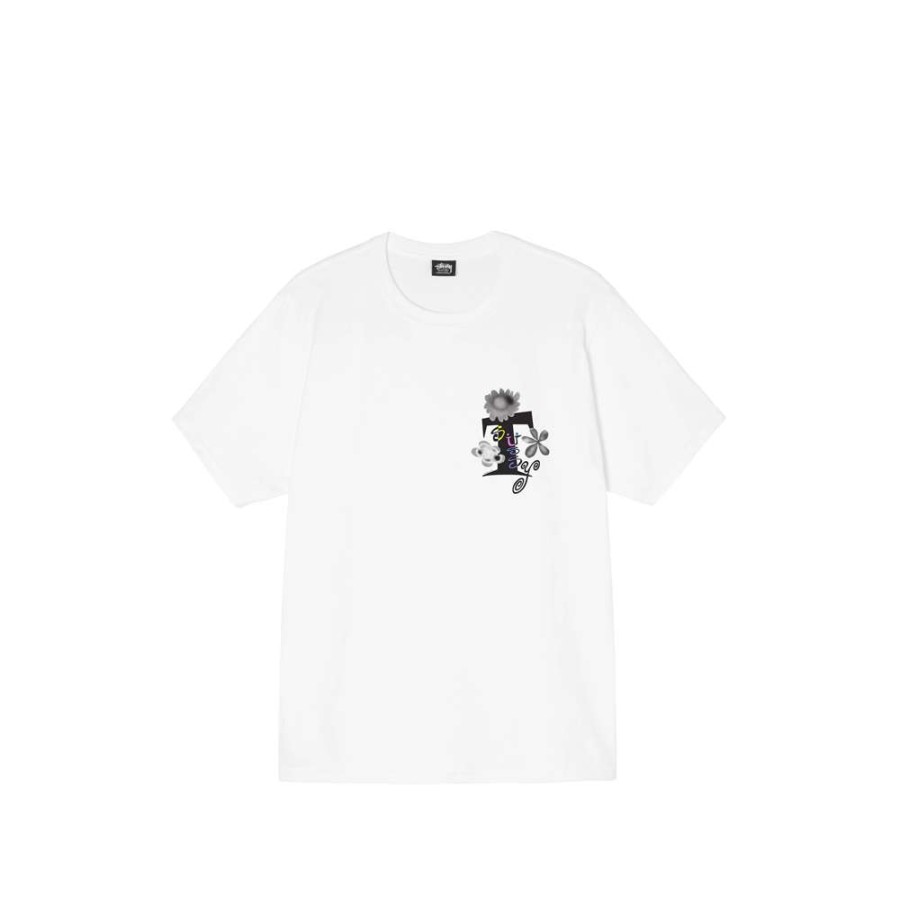 T-Shirts & Polo * | Stussy Acid Flowers Tee White 1904737 Promotion