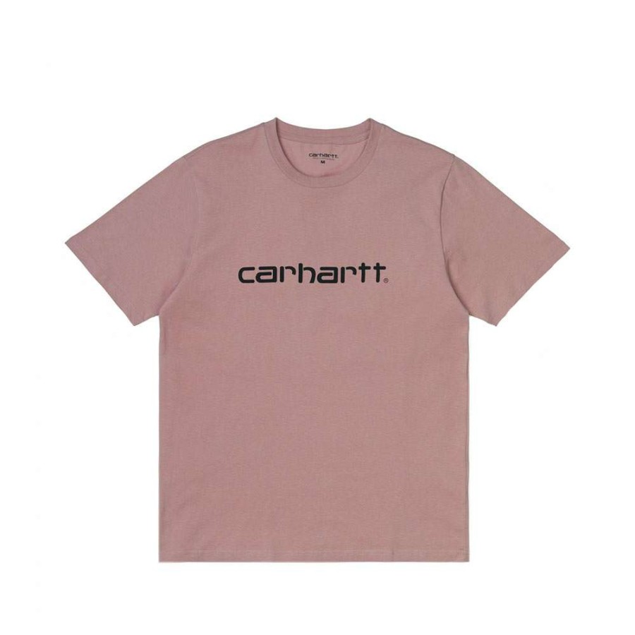 T-Shirts & Polo * | Carhartt Wip S/S Script T-Shirt Blush/Black Discount