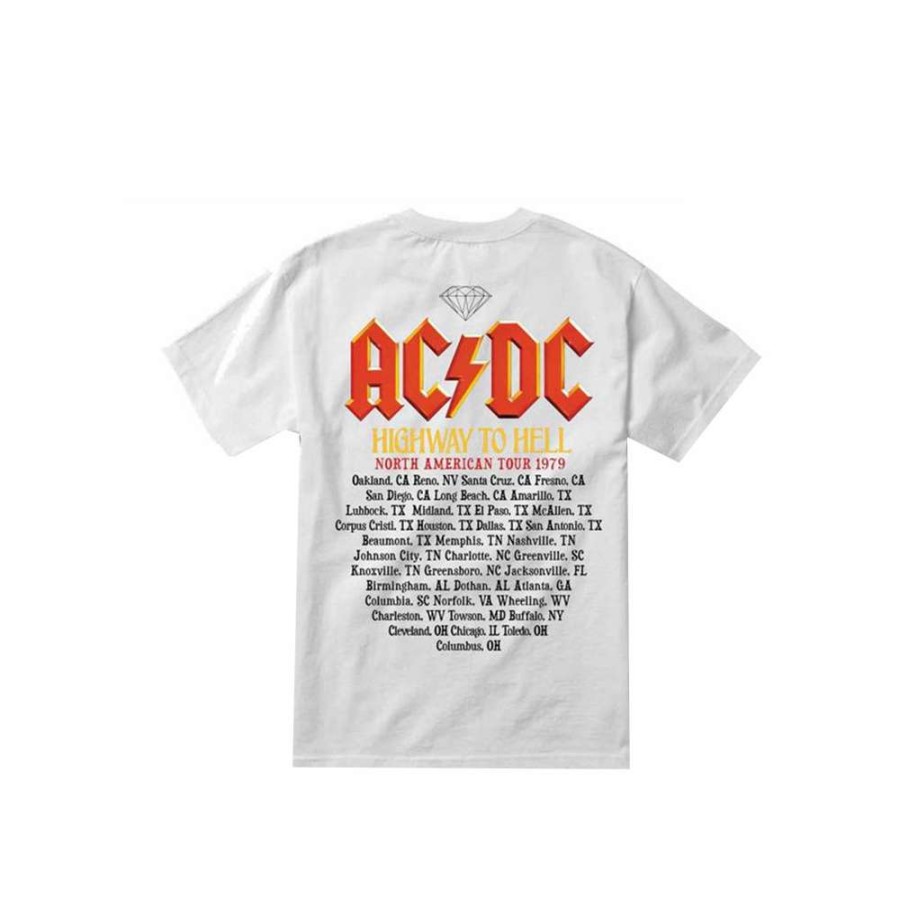 T-Shirts & Polo * | Diamond X Ac/Dc Highway To Hell Tee White C20Dmpa500 Diamond Supply Co. Sale