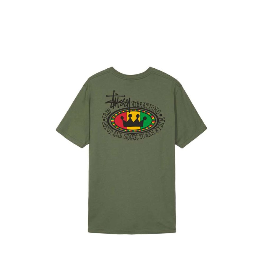 T-Shirts & Polo * | Stussy Rasta Oval Pigment Dyed Tee Olive 1904523 Promotion