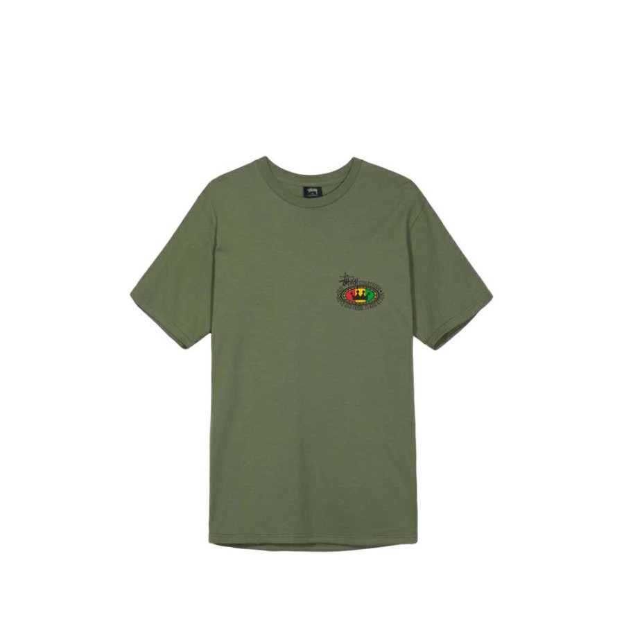 T-Shirts & Polo * | Stussy Rasta Oval Pigment Dyed Tee Olive 1904523 Promotion