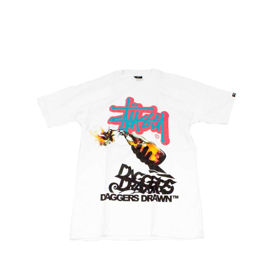 Heritage * | Stussy Customade Daggers Drawn Molotov White Tee Limited Edition Promotion