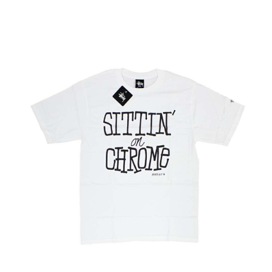 Heritage * | Stussy X Delicious Vinyl Sittin' On Chrome White Tee Limited Edition 3902373 Discount