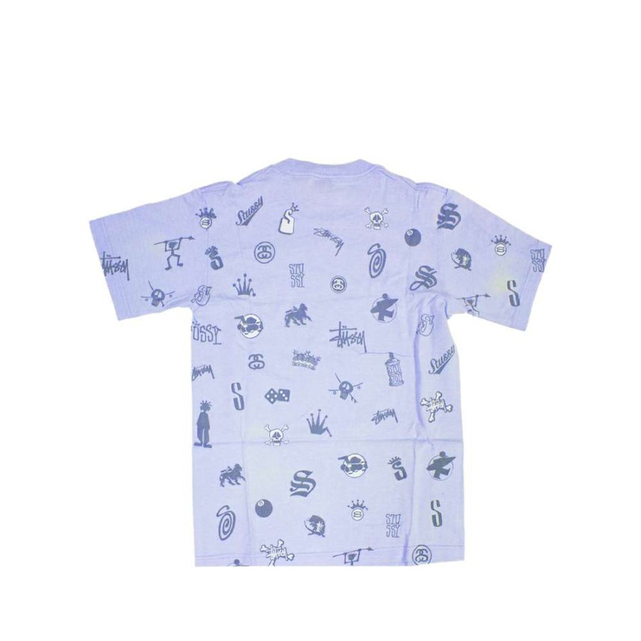 Heritage * | Stussy Lotsa Logos All Over Print Lilac Tee Limited Edition 1901156 Discount