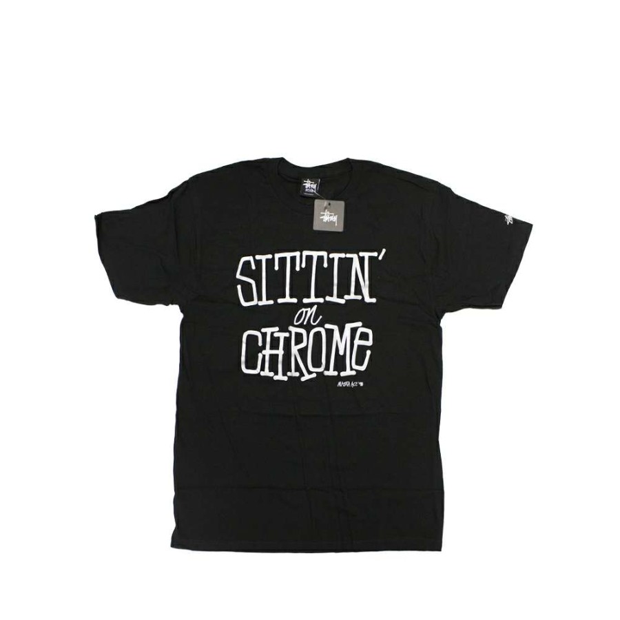 Heritage * | Stussy X Delicious Vinyl Sittin' On Chrome Black Tee Limited Edition 3902373 Discount