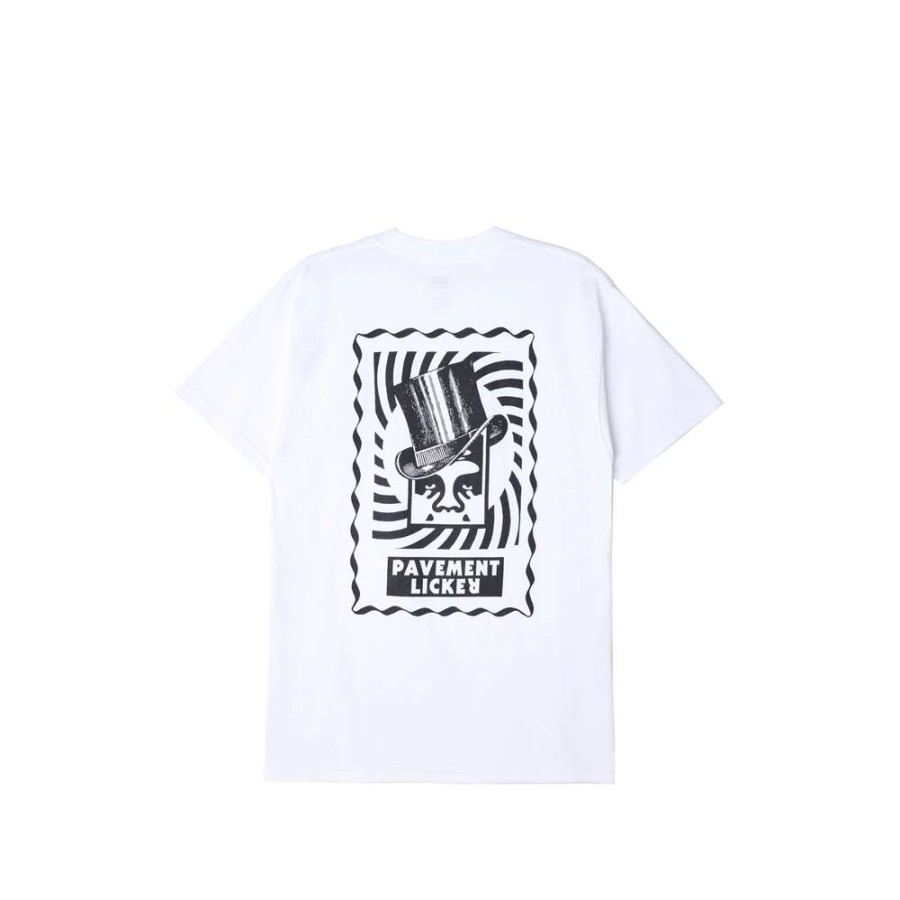 T-Shirts & Polo * | Pavement Licker X Obey Top Hat Classic T-Shirt White 165262991M Sale