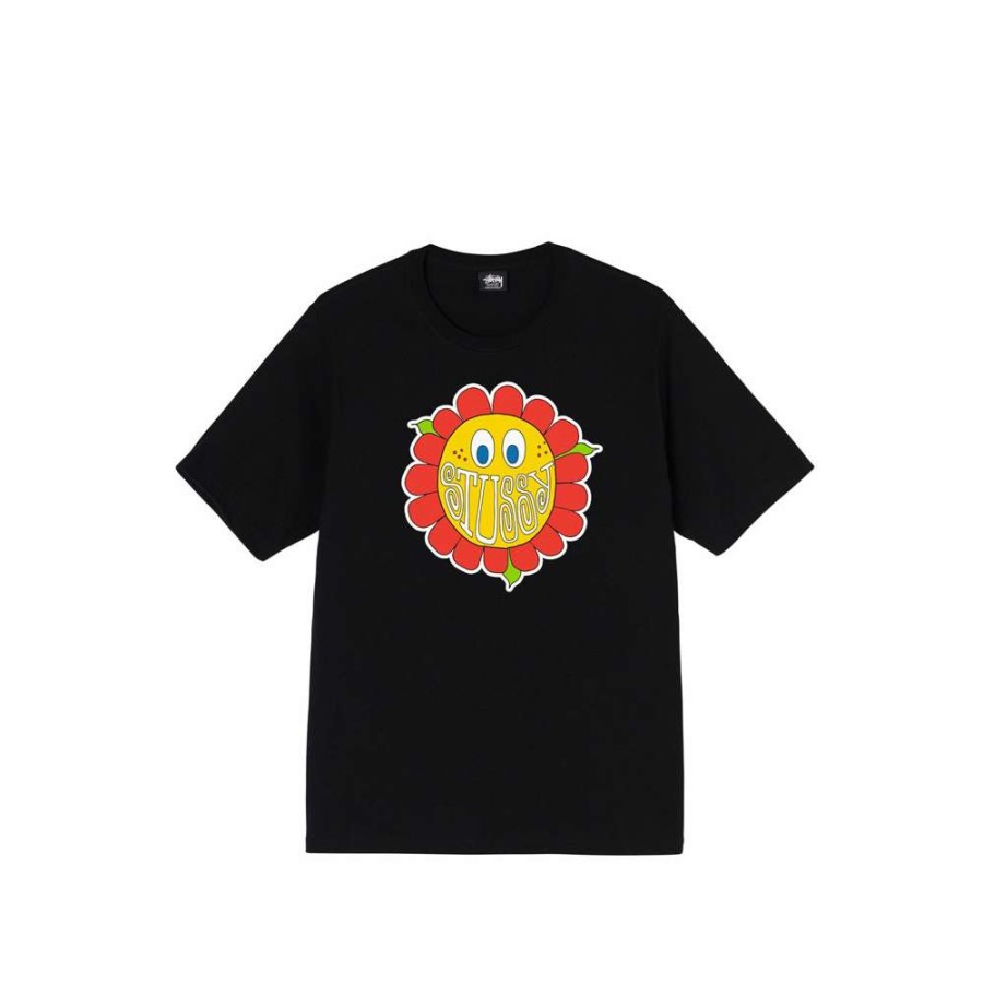 T-Shirts & Polo * | Stussy Happy Flower Tee Black 1904708 Promotion