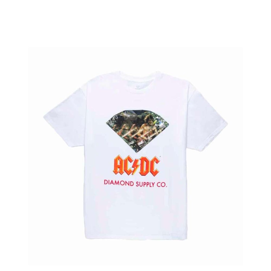 T-Shirts & Polo * | Diamond X Ac/Dc Tee White C20Dmpa502 Diamond Supply Co. Sale