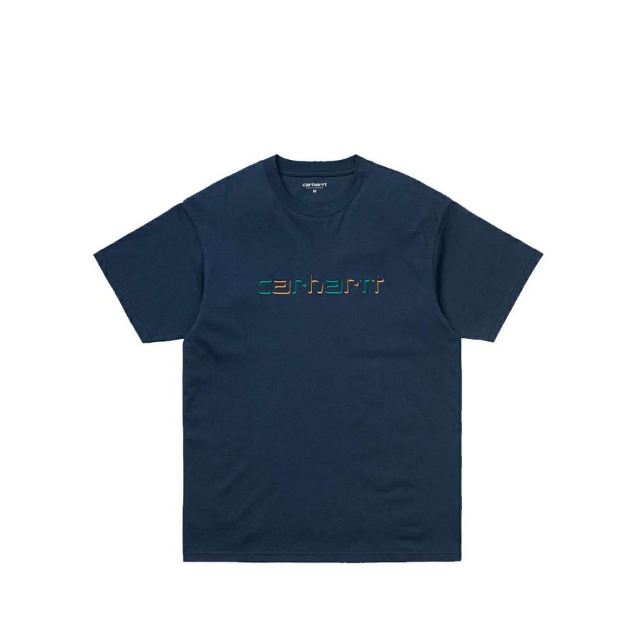 T-Shirts & Polo * | Carhartt Wip Shadow Script T-Shirt Blue I029012-2 Discount