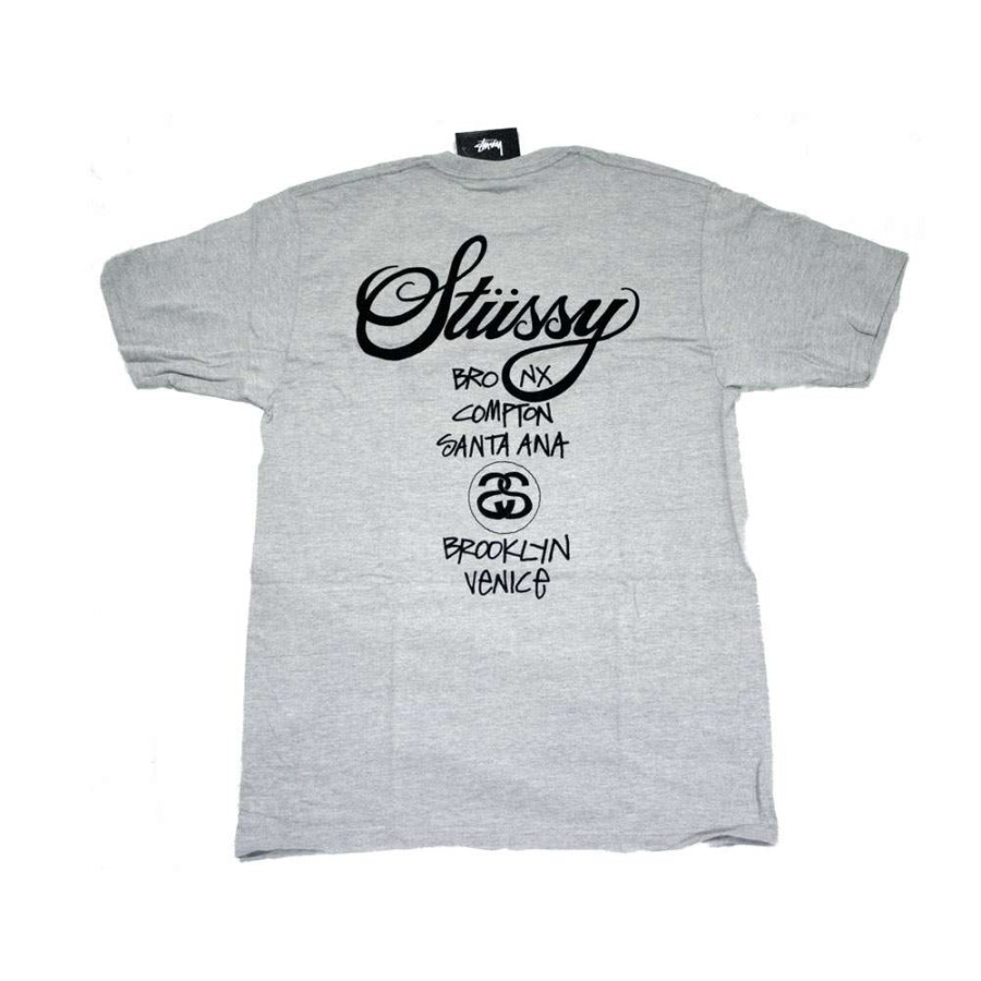 Heritage * | Stussy World Tour Ss Tee Grey Heather 3903142 Sale