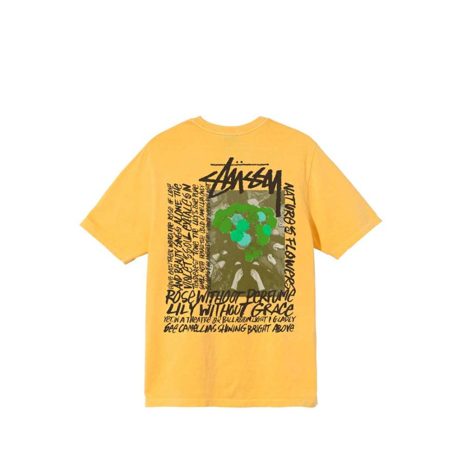 T-Shirts & Polo * | Stussy Camellias Pig Dyed Tee Yellow 1904695 Discount