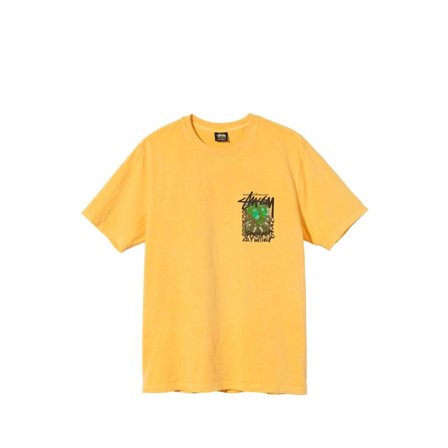 T-Shirts & Polo * | Stussy Camellias Pig Dyed Tee Yellow 1904695 Discount