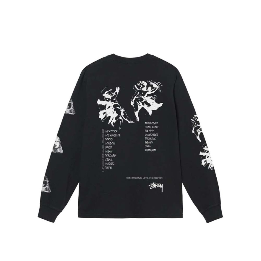 T-Shirts & Polo * | Stussy Angels Ls Tee Black 1994777 Sale