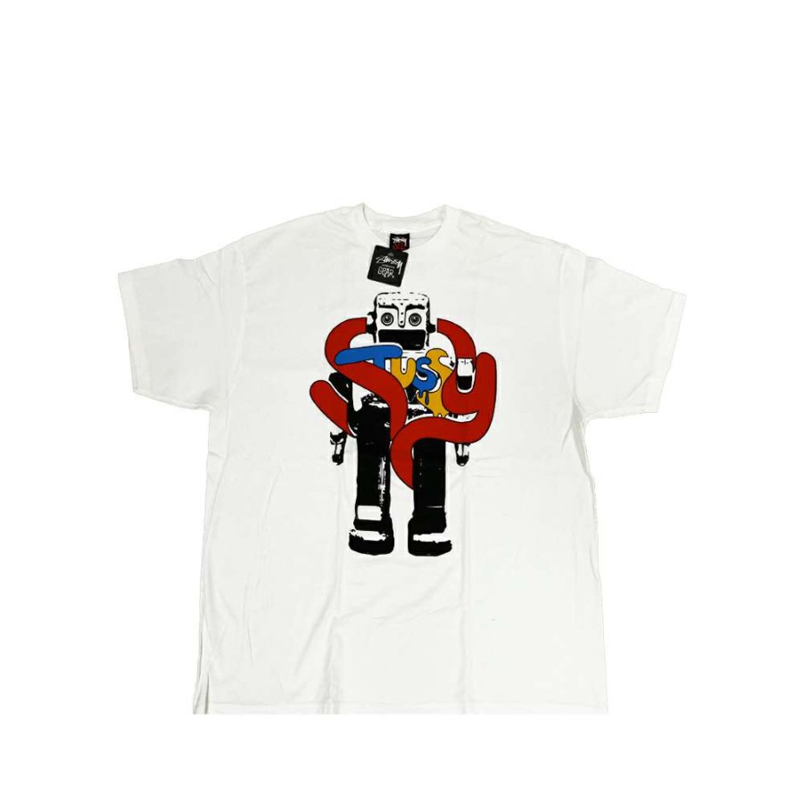 Heritage * | Stussy Robot Logo White Tee Limited Edition Discount