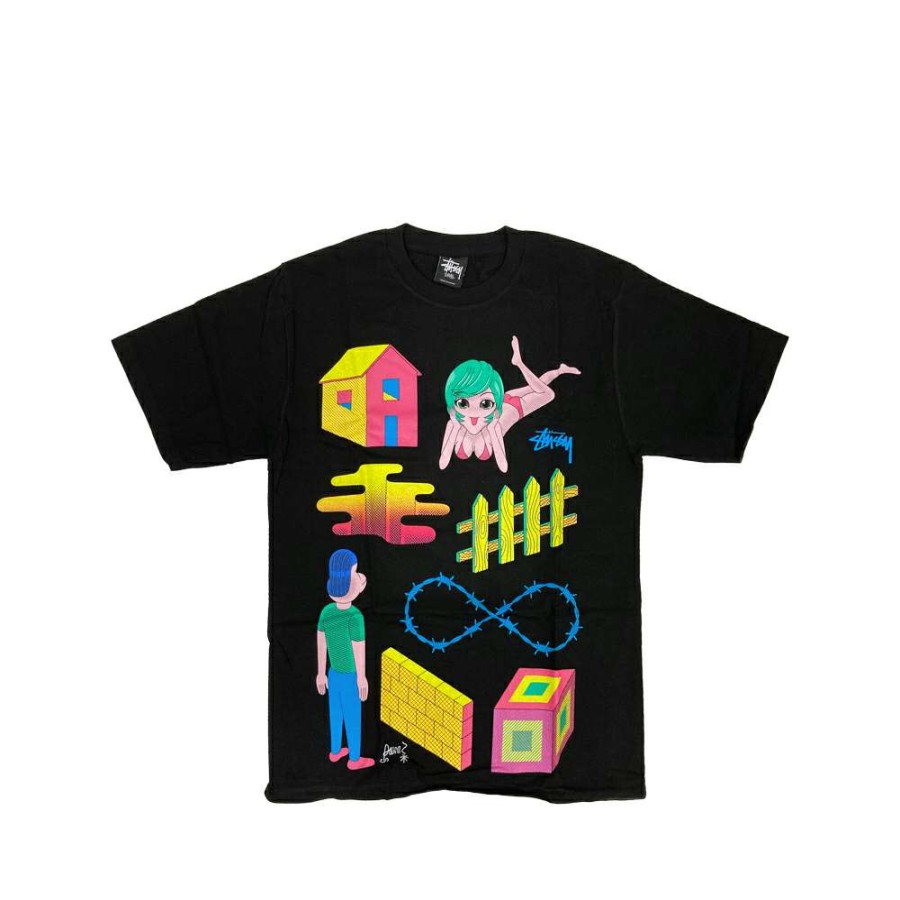 Heritage * | Stussy Customade X Pane Obstacle Course Black Tee Limited Edition Ffsc3902212 Discount