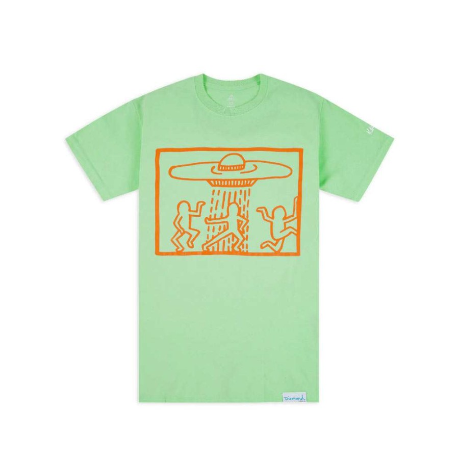 T-Shirts & Polo * | Diamond Supply Co. X Keith Haring Spaceship Tee Mint Short Sleeve Discount