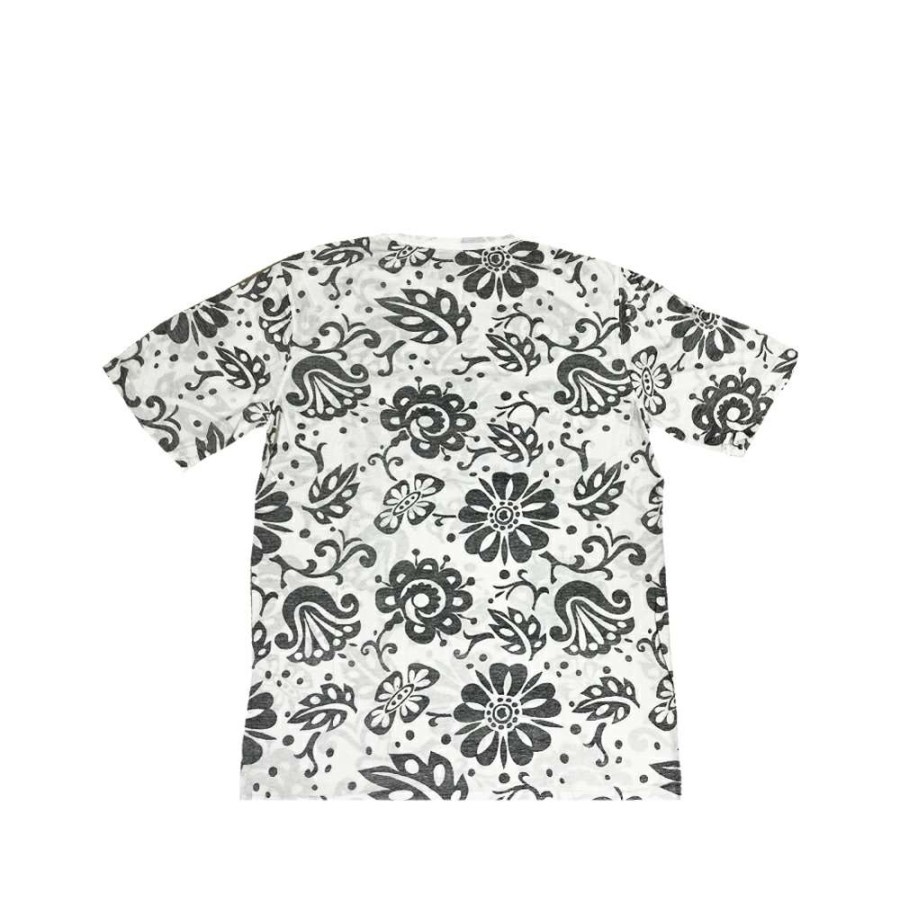 Heritage * | Stussy Flowers All Over Print White / Black Tee Limited Edition 014711 Sale