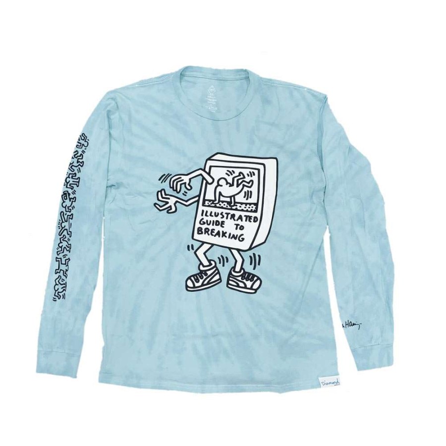 T-Shirts & Polo * | Diamond Supply Co. X Keith Haring Breakdance Longsleeve Tee Light Blue Discount