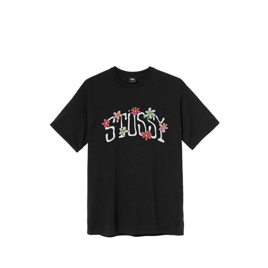 T-Shirts & Polo * | Stussy Flower Collegiate Tee Black 1904591 Sale