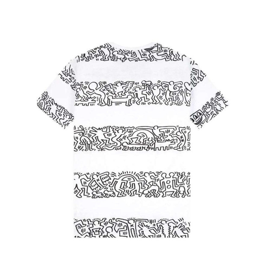 T-Shirts & Polo * | Diamond Supply Co. X Keith Haring Stripes Tee White Short Sleeve Discount