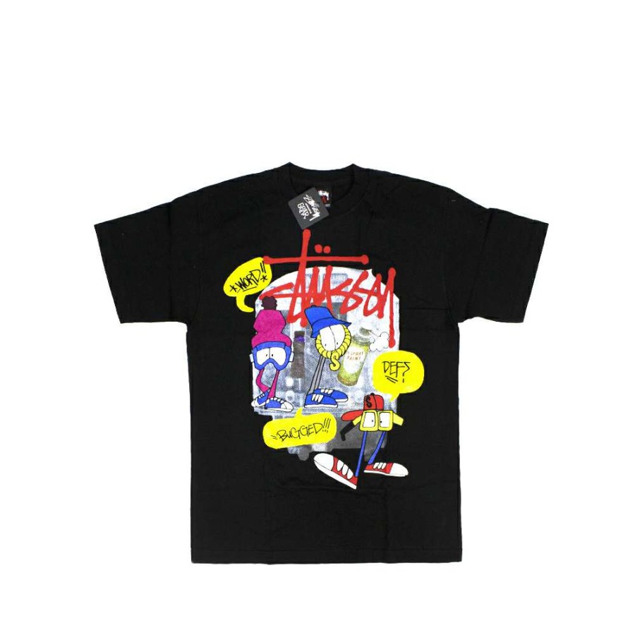 Heritage * | Stussy X Reas Paint Crew Black Tee Limited Edition 1902091 Discount