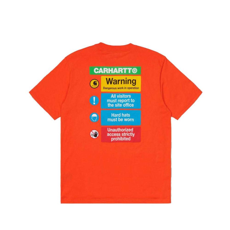 T-Shirts & Polo * | Carhartt Wip Warning T-Shirt Safety Orange I028488-0G0-00 Discount