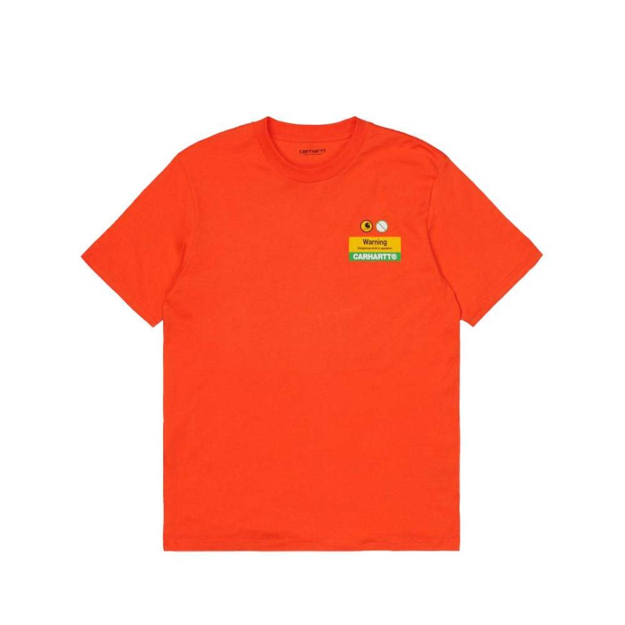 T-Shirts & Polo * | Carhartt Wip Warning T-Shirt Safety Orange I028488-0G0-00 Discount