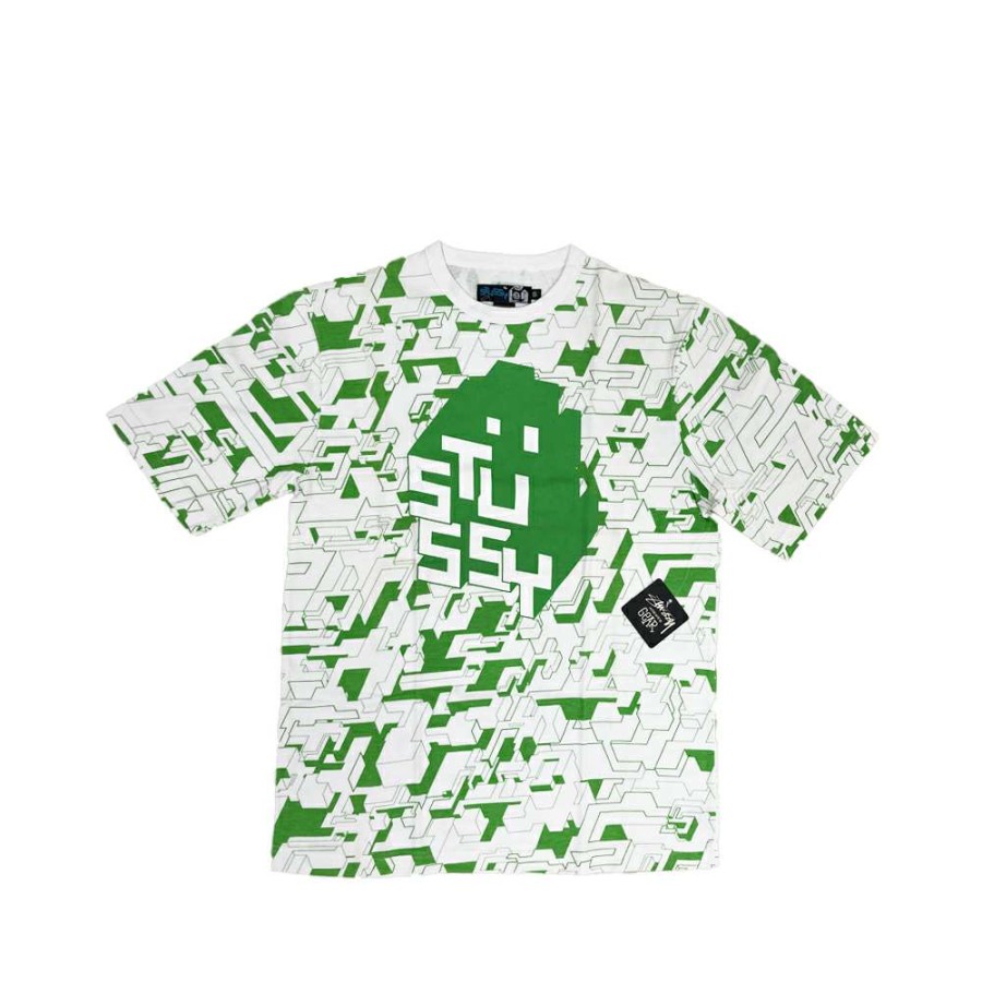 Heritage * | Stussy X Delta All Over Print White / Green Tee Limited Edition Sale