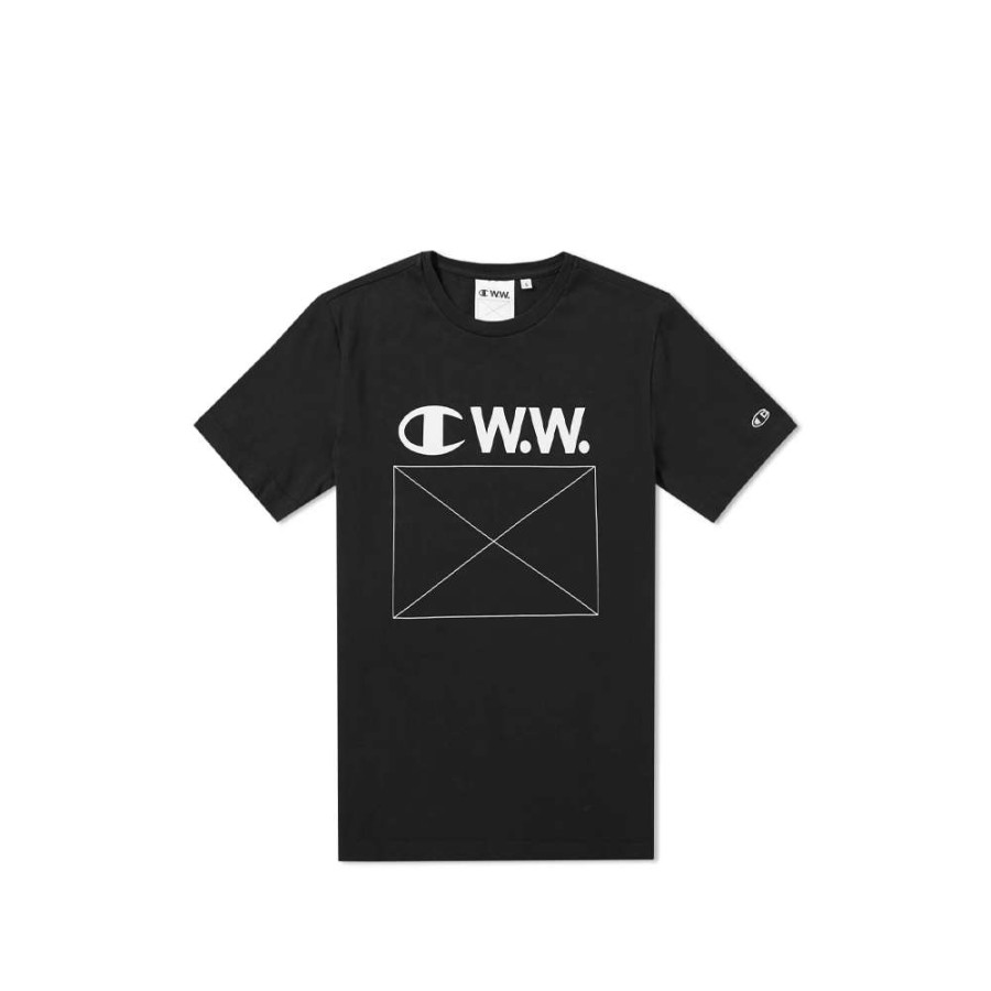 T-Shirts & Polo * | Wood Wood X Champion Alec T-Shirt Black 211085 Promotion