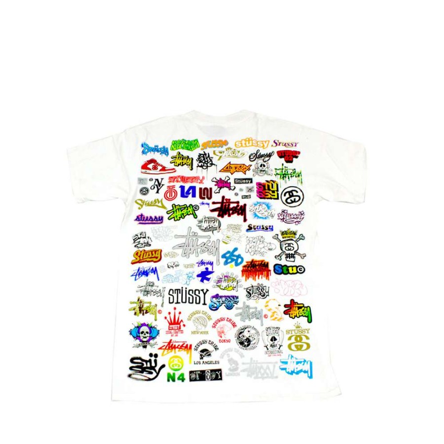 Heritage * | Stussy Ss 2008 All The Logos White/Multicolor Tee Discount