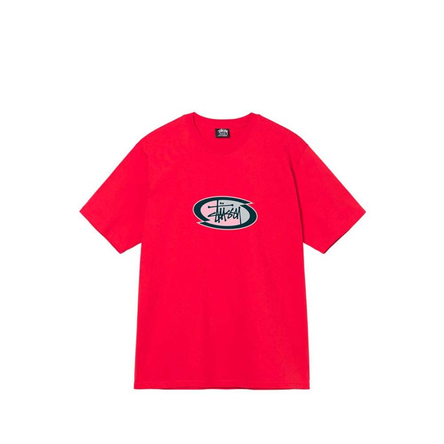 T-Shirts & Polo * | Stussy Split Oval Tee Red 1904768 Discount