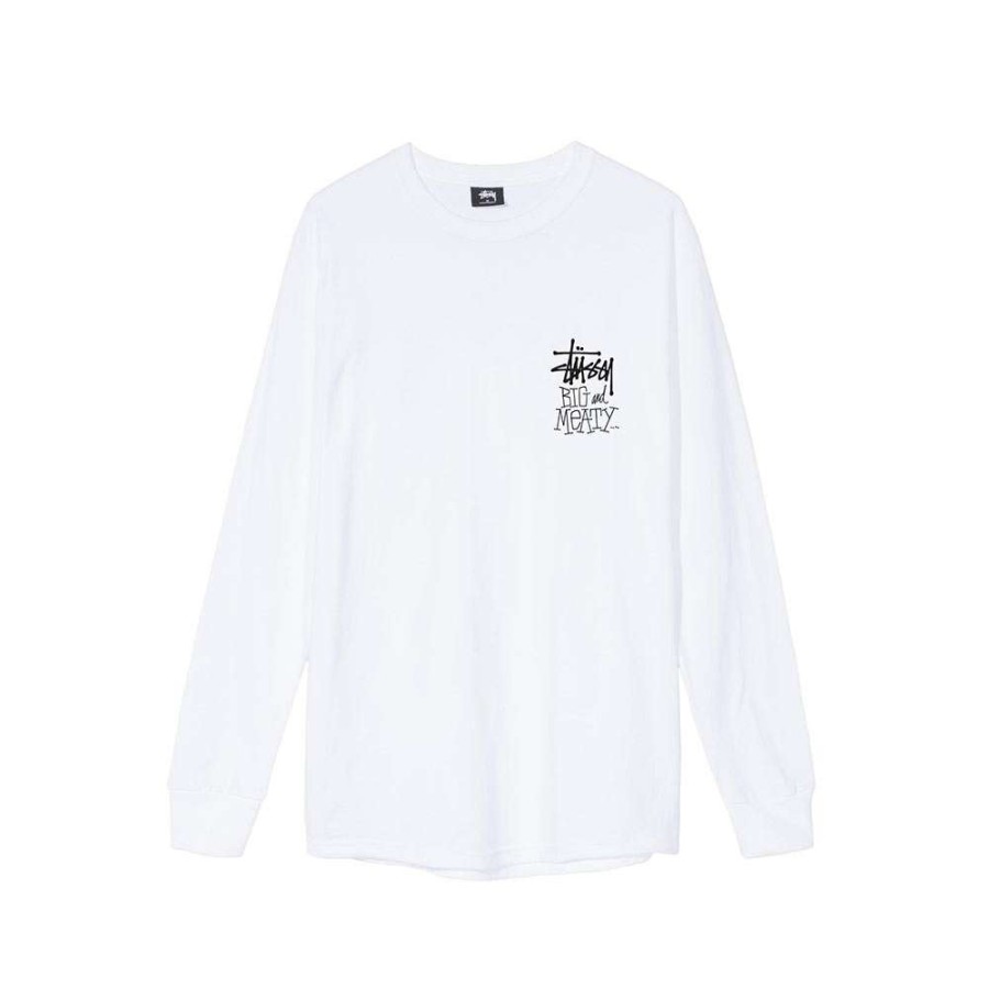 T-Shirts & Polo * | Stussy Big & Meaty Ls Tee White 1994525 Promotion