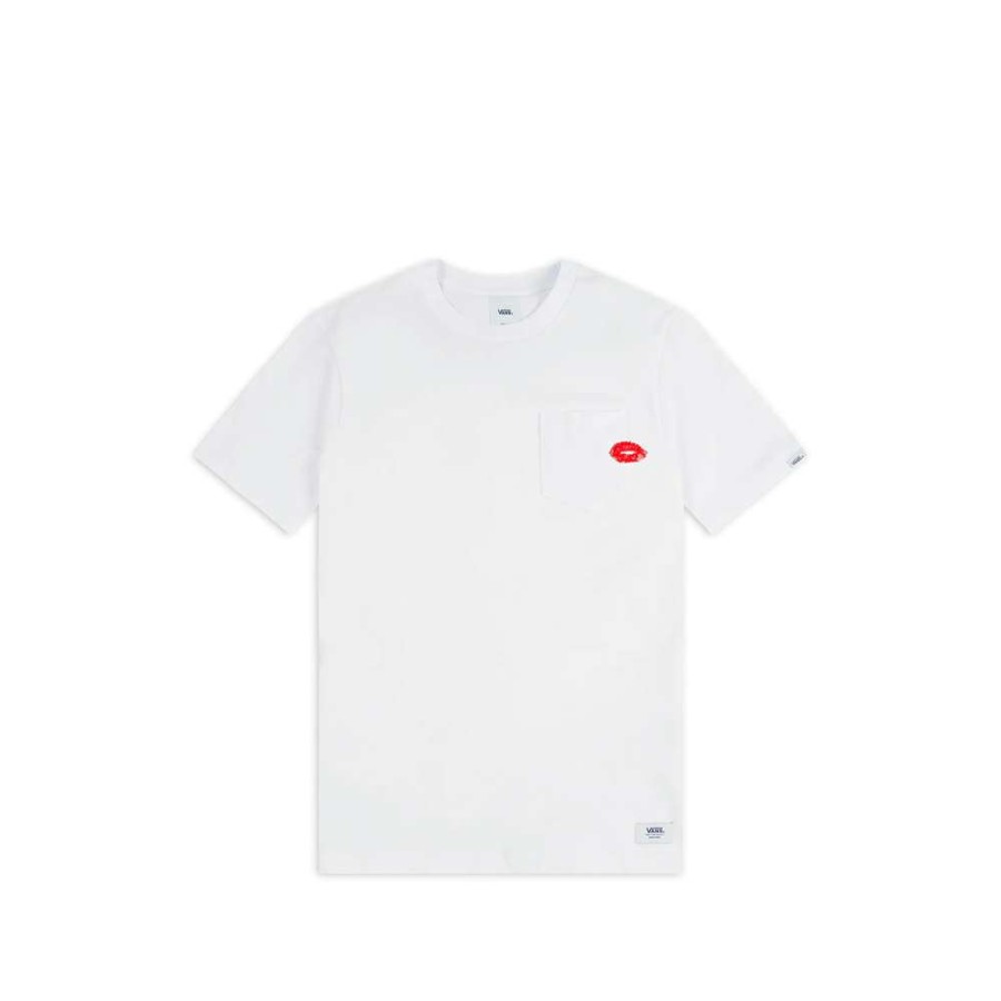 T-Shirts & Polo * | Vans Anaheim Factory Lips Pocket T-Shirt White Vn0A54C8 Discount