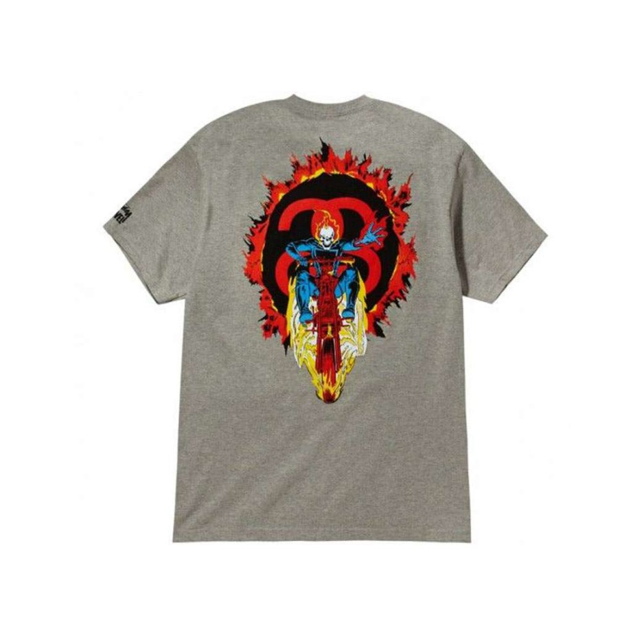 Heritage * | Stussy Marvel Ghost Rider T-Shirt Manica Corta Serie Limitata Grey Discount