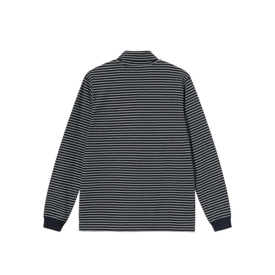 T-Shirts & Polo * | Stussy Striped Tturtleneck Ls Jersey Black 1140276 Sale