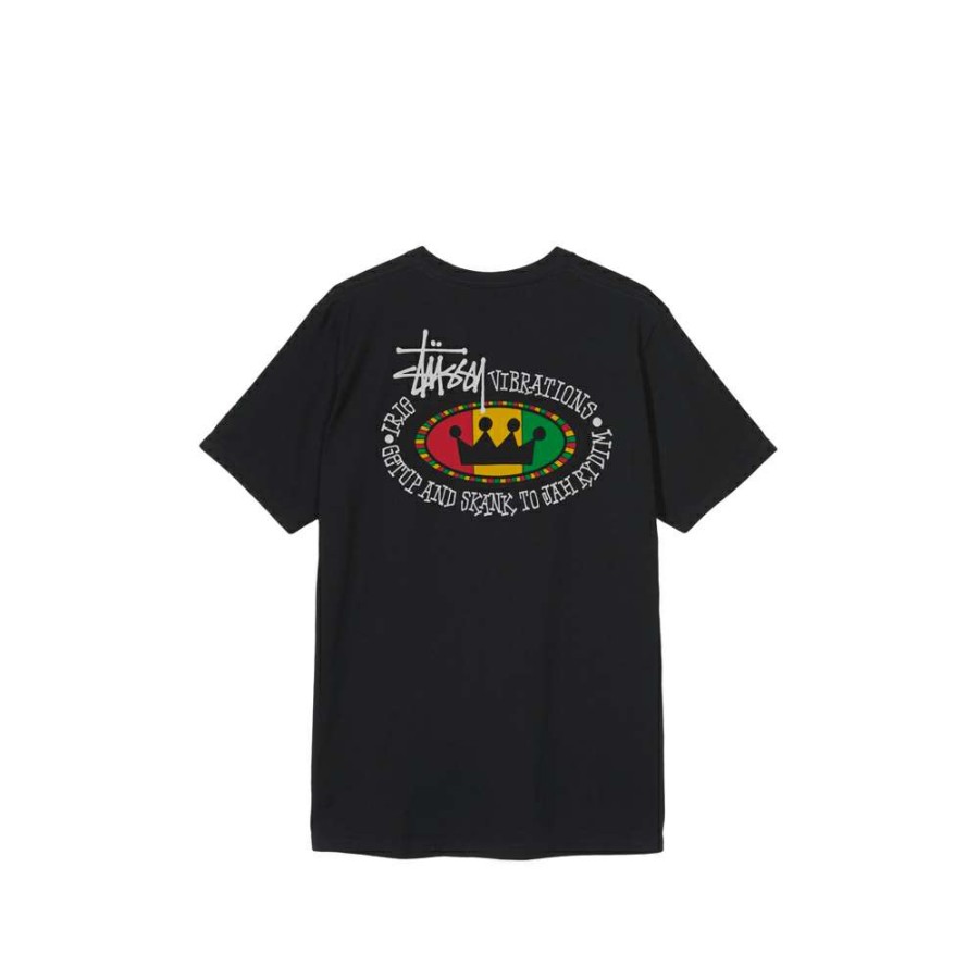 T-Shirts & Polo * | Stussy Rasta Oval Pigment Dyed Tee Black 1904523 Promotion