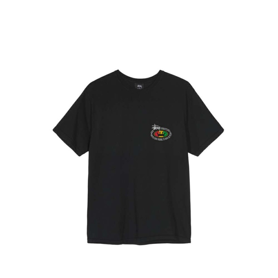 T-Shirts & Polo * | Stussy Rasta Oval Pigment Dyed Tee Black 1904523 Promotion