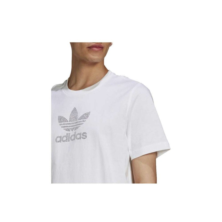 T-Shirts & Polo * | Adidas Trefoil Rhinestone T-Shirt White Gn3647 Promotion