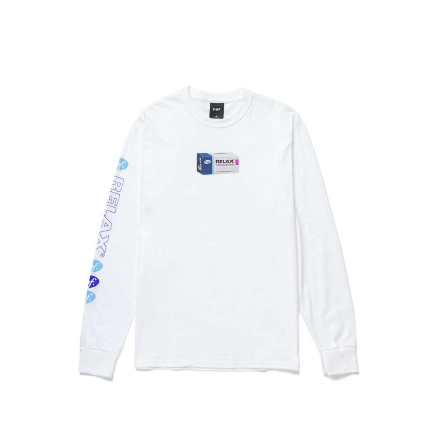 T-Shirts & Polo * | Huf Relax Long Sleeve Tee White Ts01340 Promotion