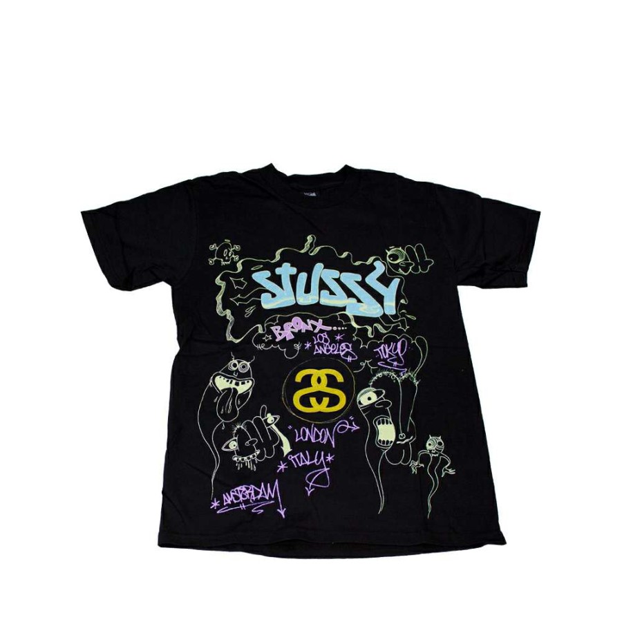 Heritage * | Stussy Black Tee World Tour 2006 Ghost S6Sc1901249 Limited Edition Discount