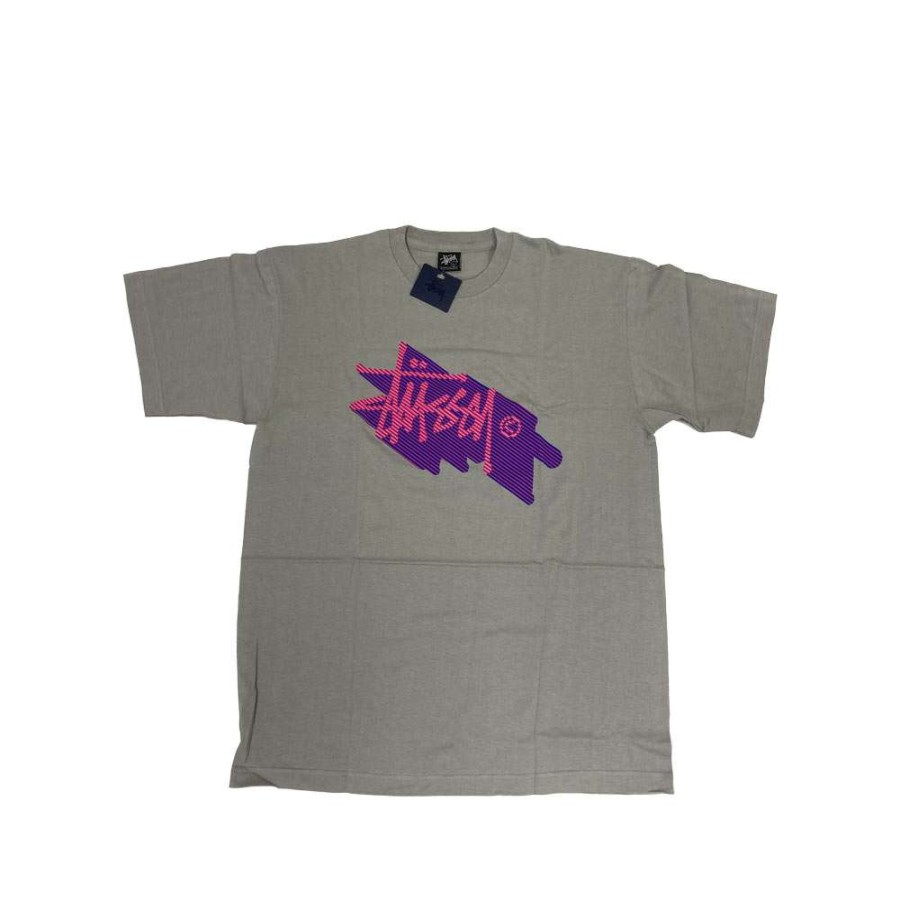 Heritage * | Stussy Expando Grey Logo Tee Limited Edition 190520 Sale