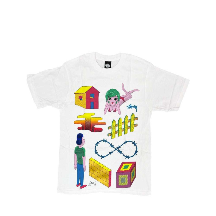 Heritage * | Stussy Customade X Pane Obstacle Course White Tee Limited Edition Ffsc3902212 Discount