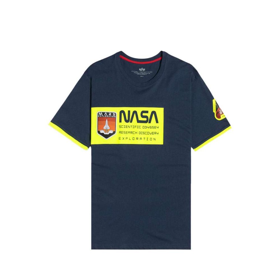 T-Shirts & Polo * | Alpha Industries Mars Neon T New Blue Navy 126533/435 Promotion