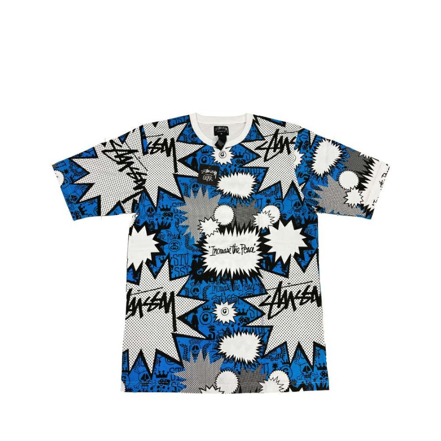 Heritage * | Stussy Increase The Peace All Over Print White / Blue / Black Tee Limited Edition Discount