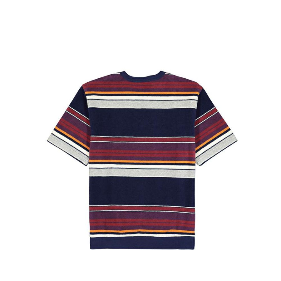 T-Shirts & Polo * | Stussy Hudson Stripe Crew Tee Navy 1140239 Sale