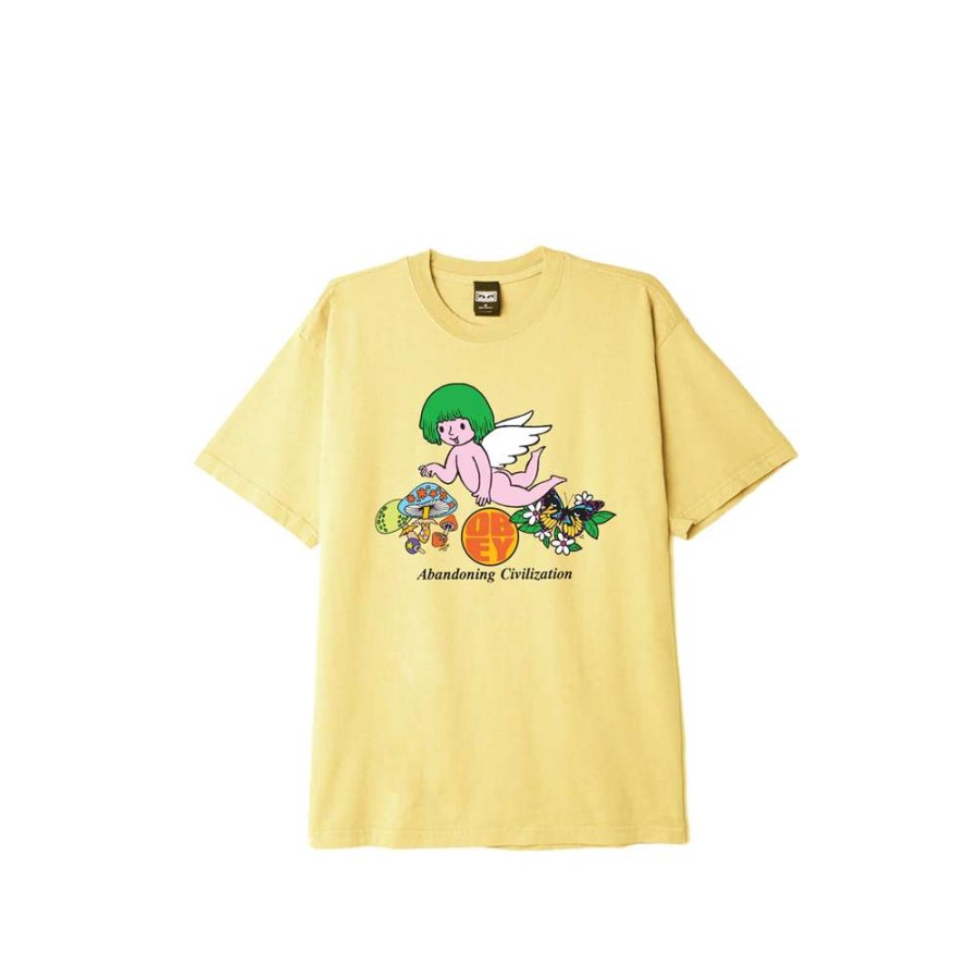 T-Shirts & Polo * | Obey Abandoning Civilization Heavyweight Box T-Shirt Butter 166912929E Discount