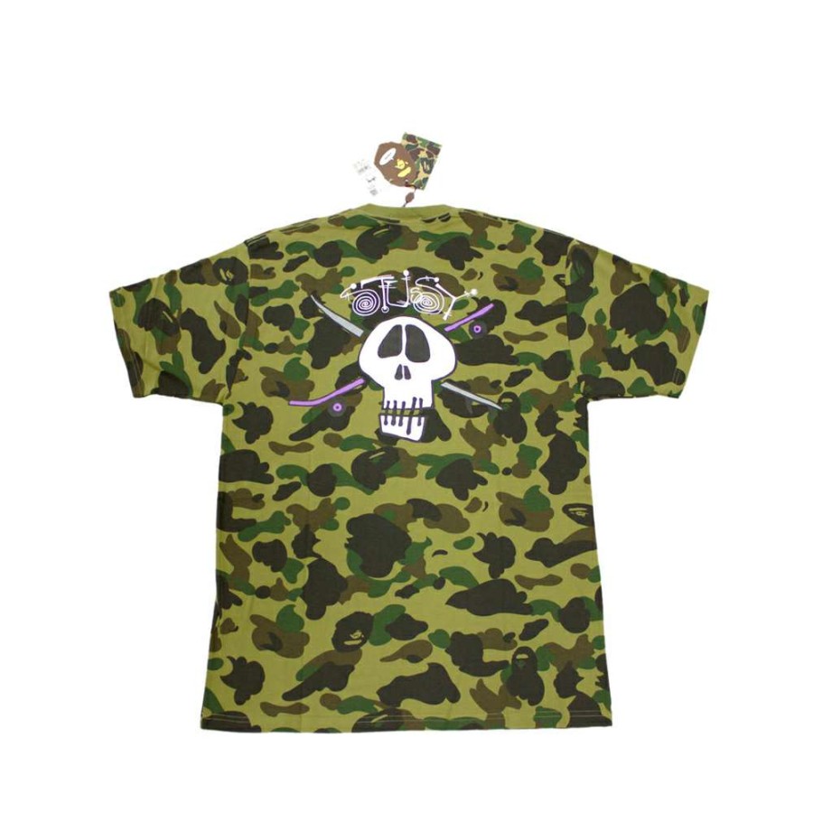 Heritage * | Stussy Bape Skull Crew Stussy 30Th Anniversary Tee Camo Sale