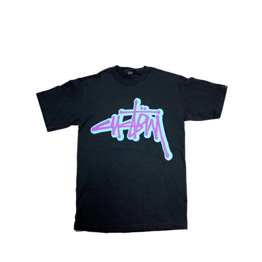 Heritage * | Stussy Customade Daggers Drawn Stussy Customade Logo Script Black Tee Limited Edition Sale